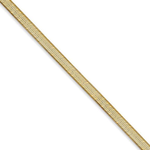 3mm, 14k Yellow Gold, Solid Herringbone Chain Necklace, 20 Inch - Picture 1 of 8
